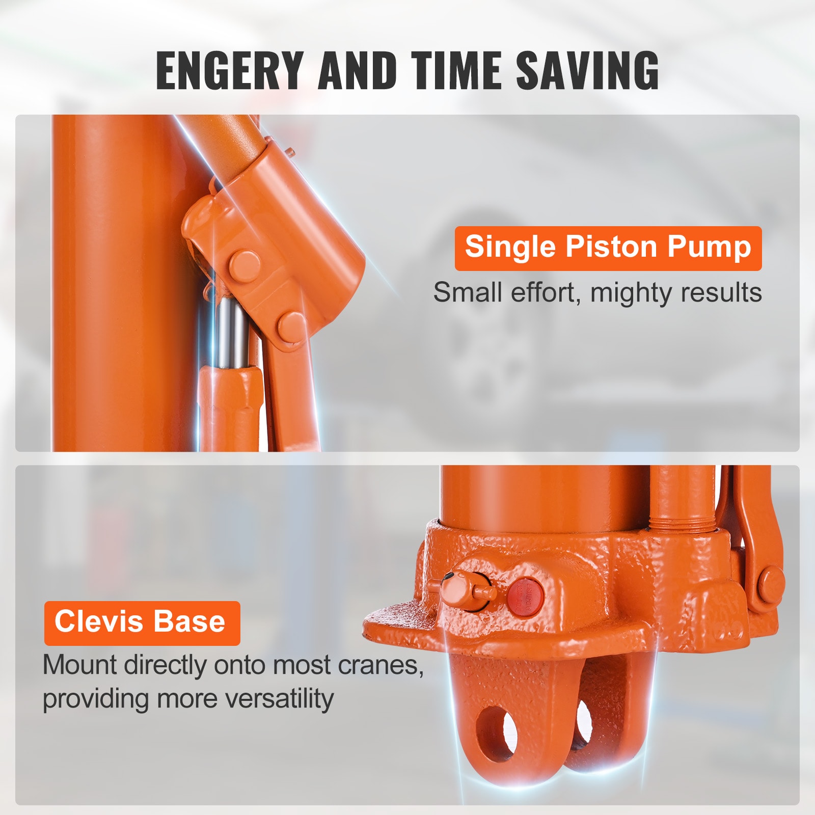 Hydraulic Long Ram Jack 8Ton Clevis Base Engine Hoist Cylinder Single Pump_voghion.com
